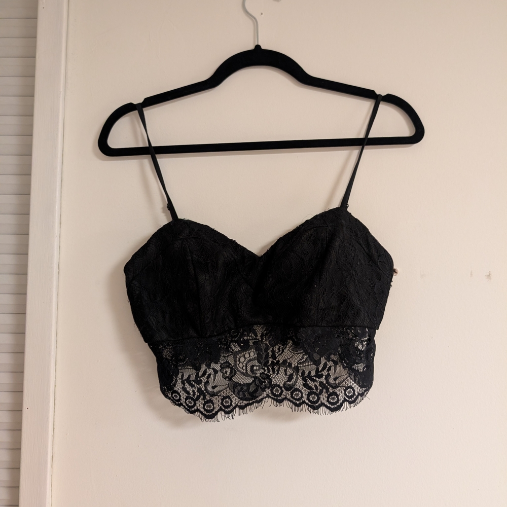 Astr Black Lace Crop Top